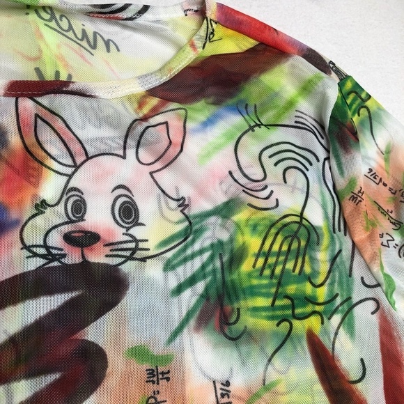 Shein Curve Shirt 2XL Rabbits Short Sleeve Tee - Picture 3 of 10